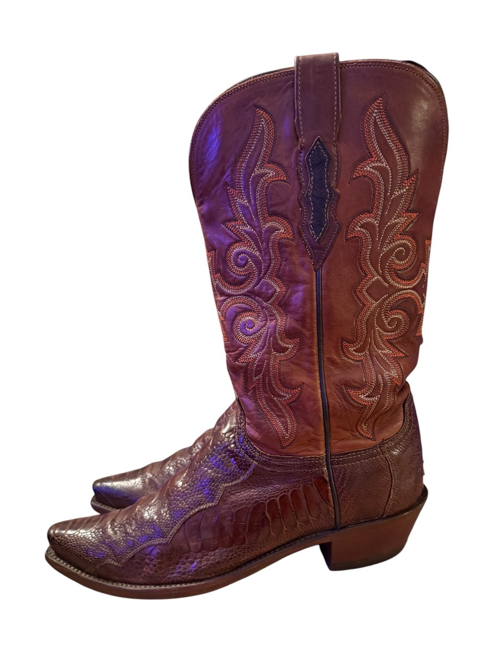 Lucchese 1883 Women's Ostrich Leg Cowboy Boots N4064 54 Brown Size 9B Exotic - Picture 5 of 15